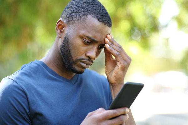 guy is waiting for a text